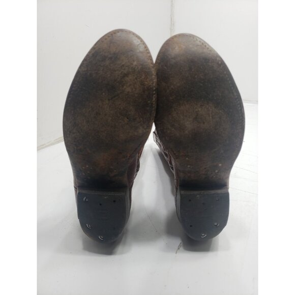 Nocona 6525 Vintage Bullhide Leather Embroidered Accents Cowboy Boots Size 8EE